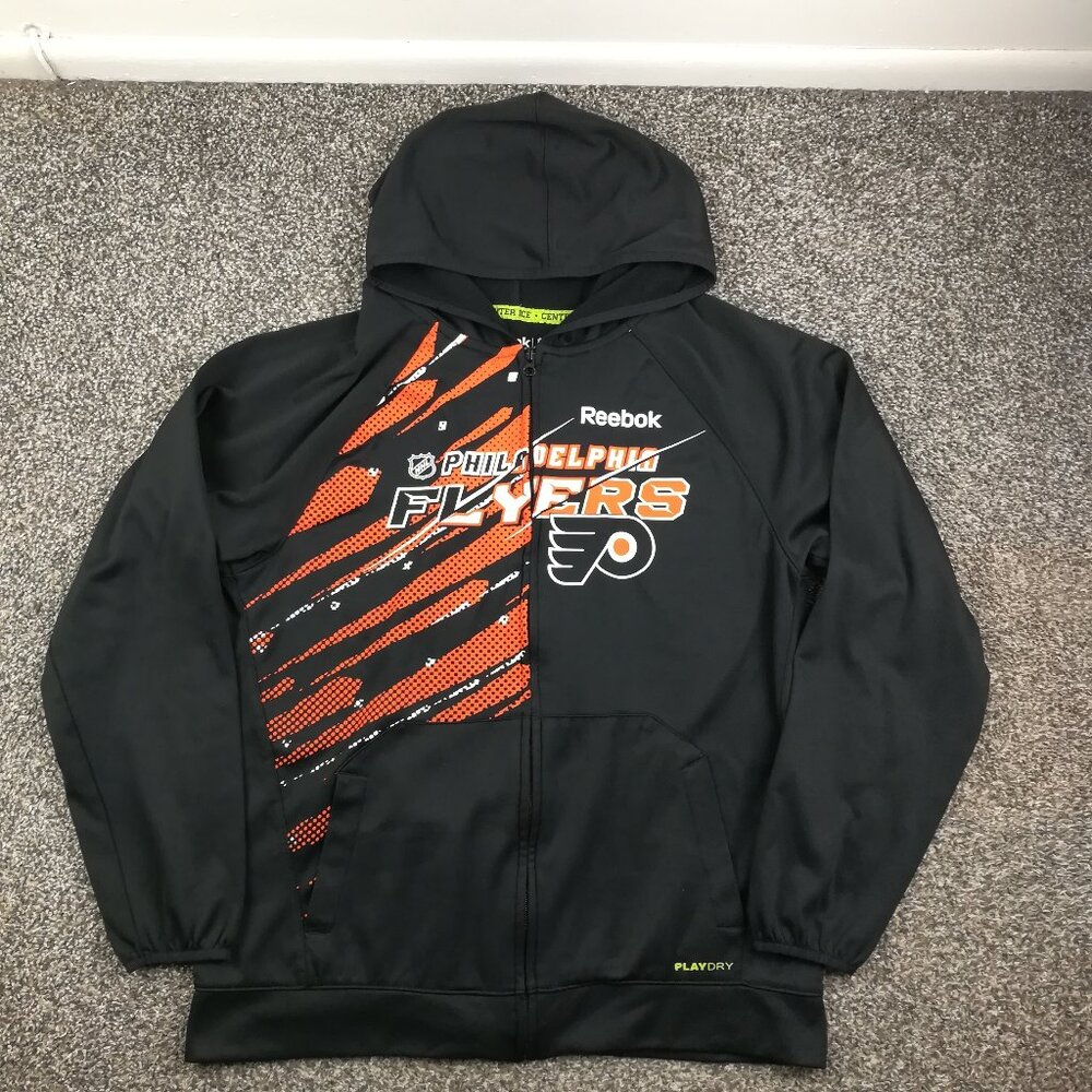 Philadelphia Flyers Hoodie Reebok Center Ice Full Zip Sweatshirt Mens Medium